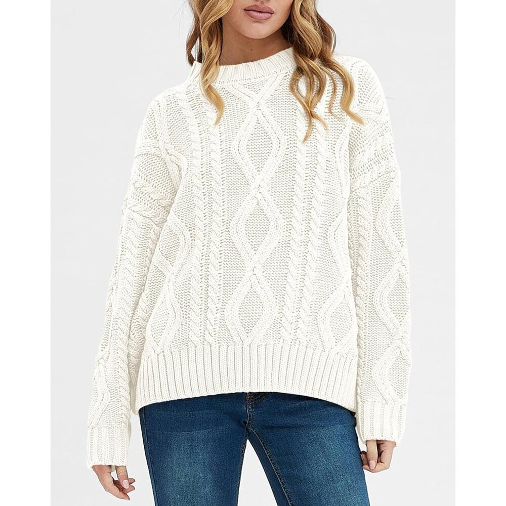 Women Long Sleeve Sweater Ribbed Knit Crewneck Fall Casual Cozy Pullover - Picture 4 of 6